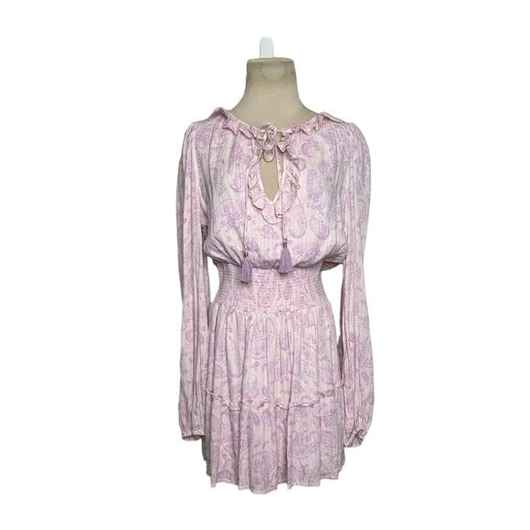 House oh Harlow 1960 pink Ajay Paisley print boho chic mini dress size small - Picture 8 of 12